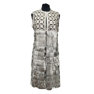 Belgin Francis Silver Leather Fringe Vest NWOT